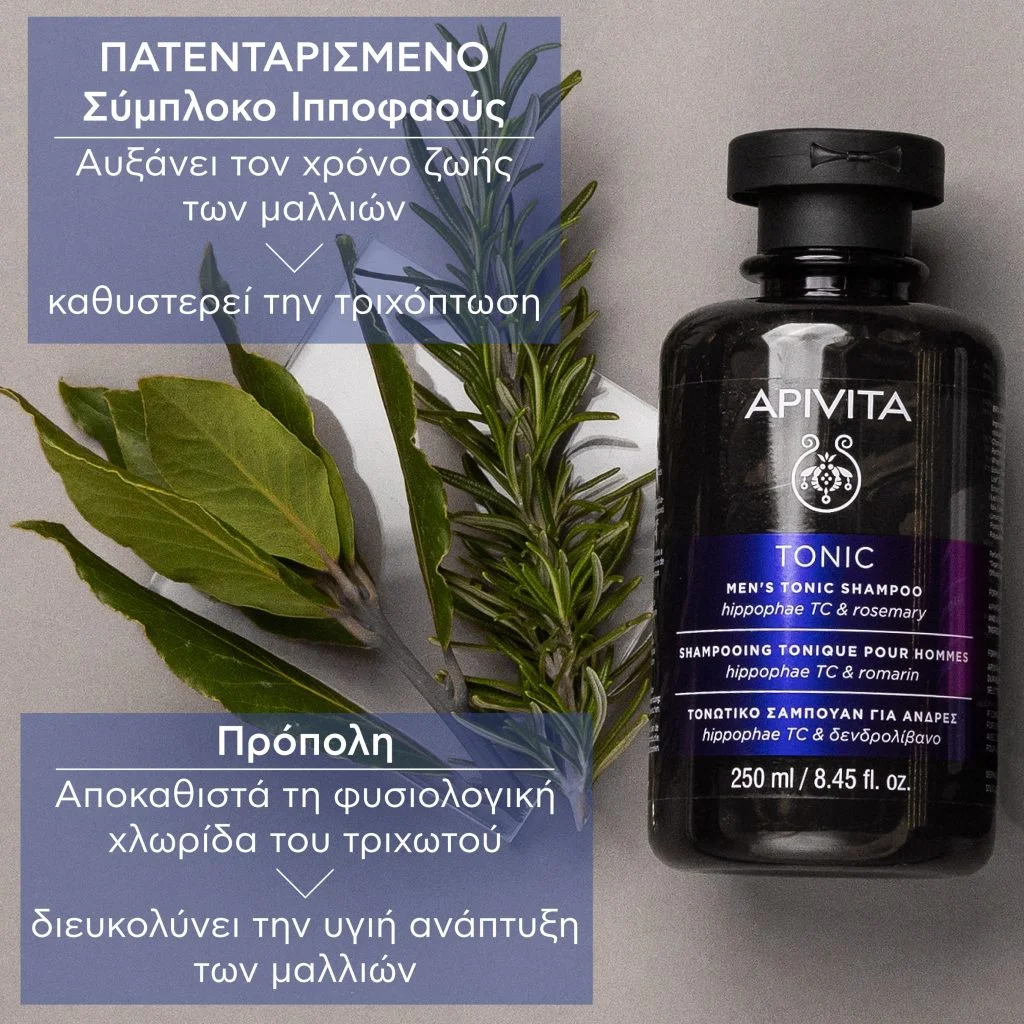 Apivita Τονωτικό Σαμπουάν Κατά Της Τριχόπτωσης Για Άνδρες με Hippophae TC & δενδρολίβανο