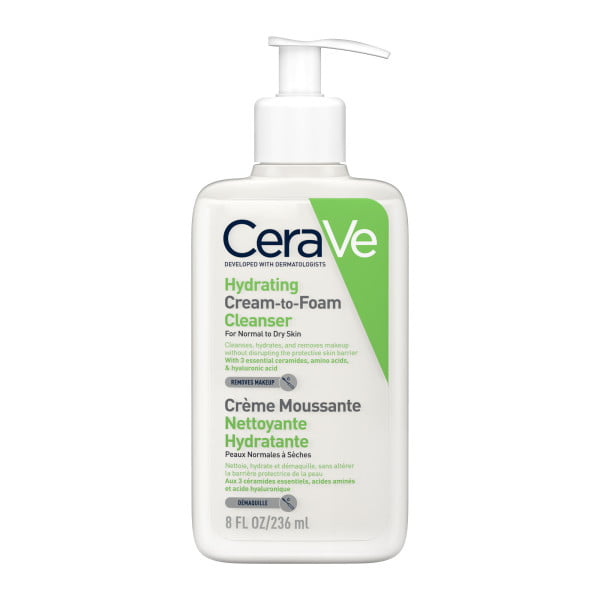 CeraVe Hydrating Cream-to-Foam Cleanser Για Καθαρισμό Και Ντεμακιγιάζ Προσώπου 236ml