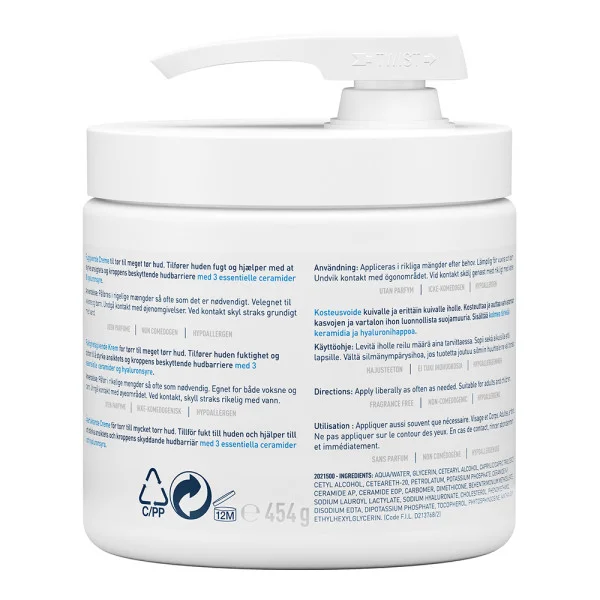 CeraVe Moisturising Cream Ενυδατική Κρέμα Προσώπου και Σώματος με Ceramides και Υαλουρονικό Οξύ 454gr με αντλία