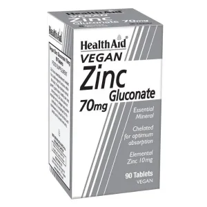 Health Aid Zinc Gluconate 70 mg vegan 90 tabs