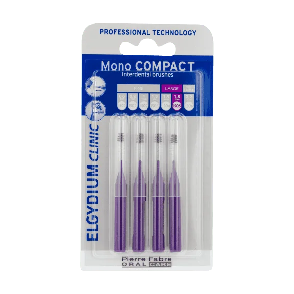 ELGYDIUM CLINIC Mono Compact Μωβ (0,8) - Μεσοδόντια βουρτσάκια 4un