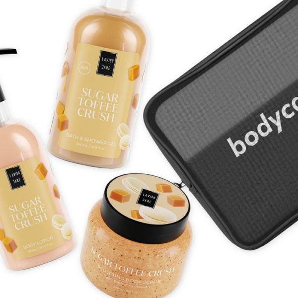 Lavish Care  Bodycare Butter Caramel Shower Gel 500ml & Hand&Body Cream 300 & Body Scrub 250ml & Neseser