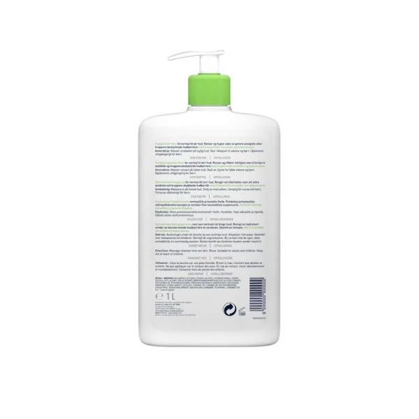 CeraVe Hydrating Cleanser Ενυδατική Μη Αφρίζουσα Κρέμα Καθαρισμού για Πρόσωπο και Σώμα με Υαλουρονικό Οξύ, Ceramides και Γλυκερίνη 1LT