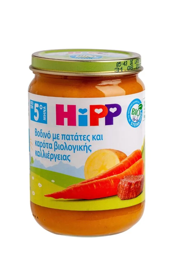 HIPP ΒΡΕΦΙΚΟ ΓΕΥΜΑ ΜΕ ΒΟΔΙΝΟ, ΠΑΤΑΤΕΣ ΚΑΙ ΚΑΡΟΤΑ ΑΠΟ ΤΟΝ 5ο ΜΗΝΑ - ΒΑΖΑΚΙ 190gr