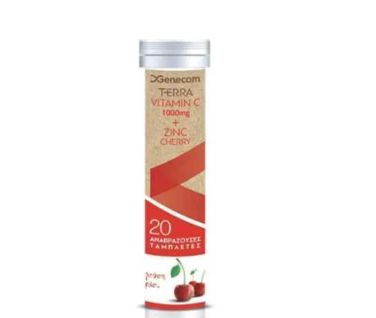 Genecom Terra Vitamin C Cherry Flavour Βιταμίνη για Ενίσχυση του Ανοσοποιητικού, τo Δέρμα & Αντιοξειδωτική δράση 1000mg