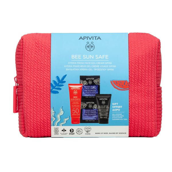 Apivita Bee Sun Safe Hydra Fresh Face Gel-Cream SPF50 50ml + Τζελ Καθαρισμού 50ml + Μάσκα Προσώπου Θαλάσσια Λεβάντα 2x8ml