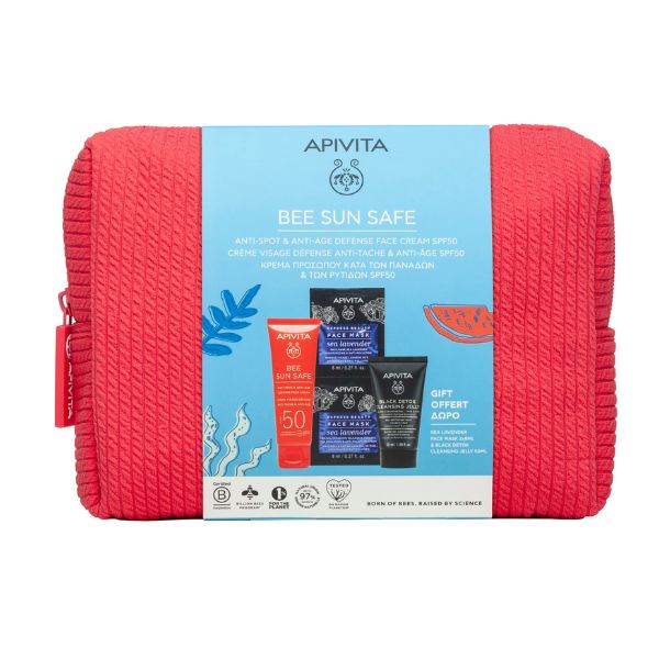 Apivita Bee Sun Safe Anti-Spot & Anti-Age Face Cream SPF50 50ml + Τζελ Καθαρισμού 50ml + Μάσκα Προσώπου Θαλάσσια Λεβάντα 2x8ml