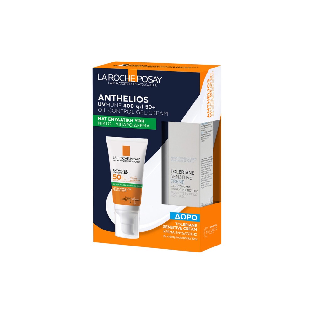 La Roche-Posay Promo Pack Anthelios UVMUNE 400 Oil Control Gel Cream SPF50+ Αντηλιακή Κρέμα Προσώπου 50ml & ΔΩΡΟ Ενυδατική Κρέμα Toleriane Sensitive 15ml