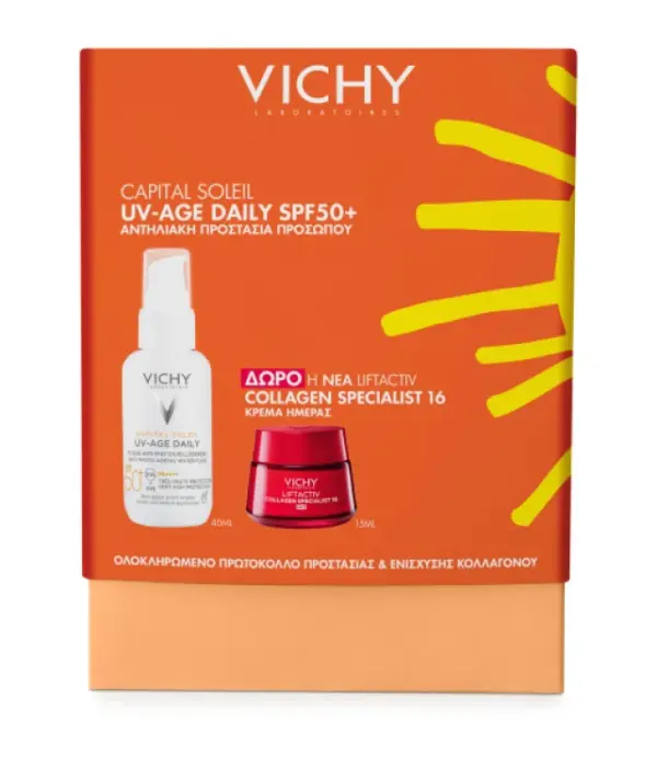 Vichy Capital Soleil Promo UV-Age Daily Αντηλιακό Προσώπου SPF50+ 40ml & Δώρο Liftactiv Collagen Specialist 16 Κρέμα Ημέρας 15ml - 1σετ