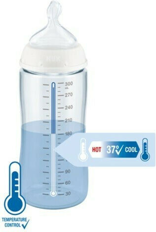 Nuk Γυάλινο Μπιμπερό First Choice Plus Temperature Control Κατά των Κολικών με Θηλή Σιλικόνης 240ml για 0-6 μηνών