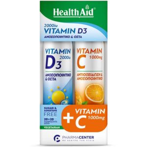 Health Aid Eff. Vitamin D3 2000iu 20tabs & Vitamin C1000mg 20tabs-1σετ
