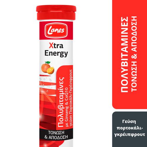 Lanes Xtra Energy - Αναβράζουσα πολυβιταμίνη για ενέργεια & τόνωση με γεύση πορτοκάλι- γκρεϊπφρουτ