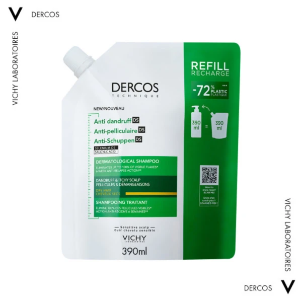 Vichy Dercos Anti Dandruff Σαμπουάν για Ξηρά Μαλλιά Refill 390ml