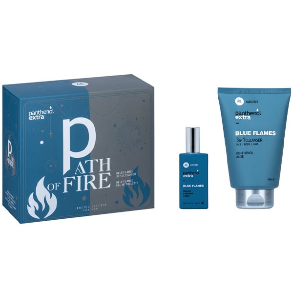 Panthenol Extra Men Promo Path of Fire με Men Blue Flames 3in1 Cleanser Ανδρικό Σαμπουάν - Αφρόλουτρο 200ml & Blue Flames Eau De Toilette Ανδρικό Άρωμα 50ml