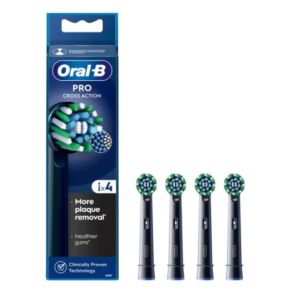Oral-B CrossAction Black Ανταλλακτικές Κεφαλές Ηλεκτρικής Οδοντόβουρτσας 4τεμ