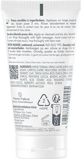 Eau Thermale Avène Cleanance Detox Μάσκα Προσώπου 50ml