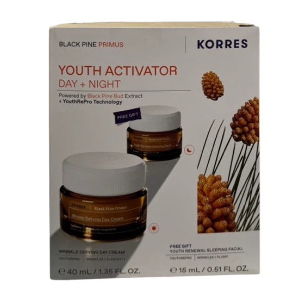 Korres Promo Black Pine Primus Wrinkle Defying Κρέμα Νεότητας Ημέρας 40ml & Δώρο Youth Renewal Sleeping Κρέμα Νεότητας Νύχτας 15ml