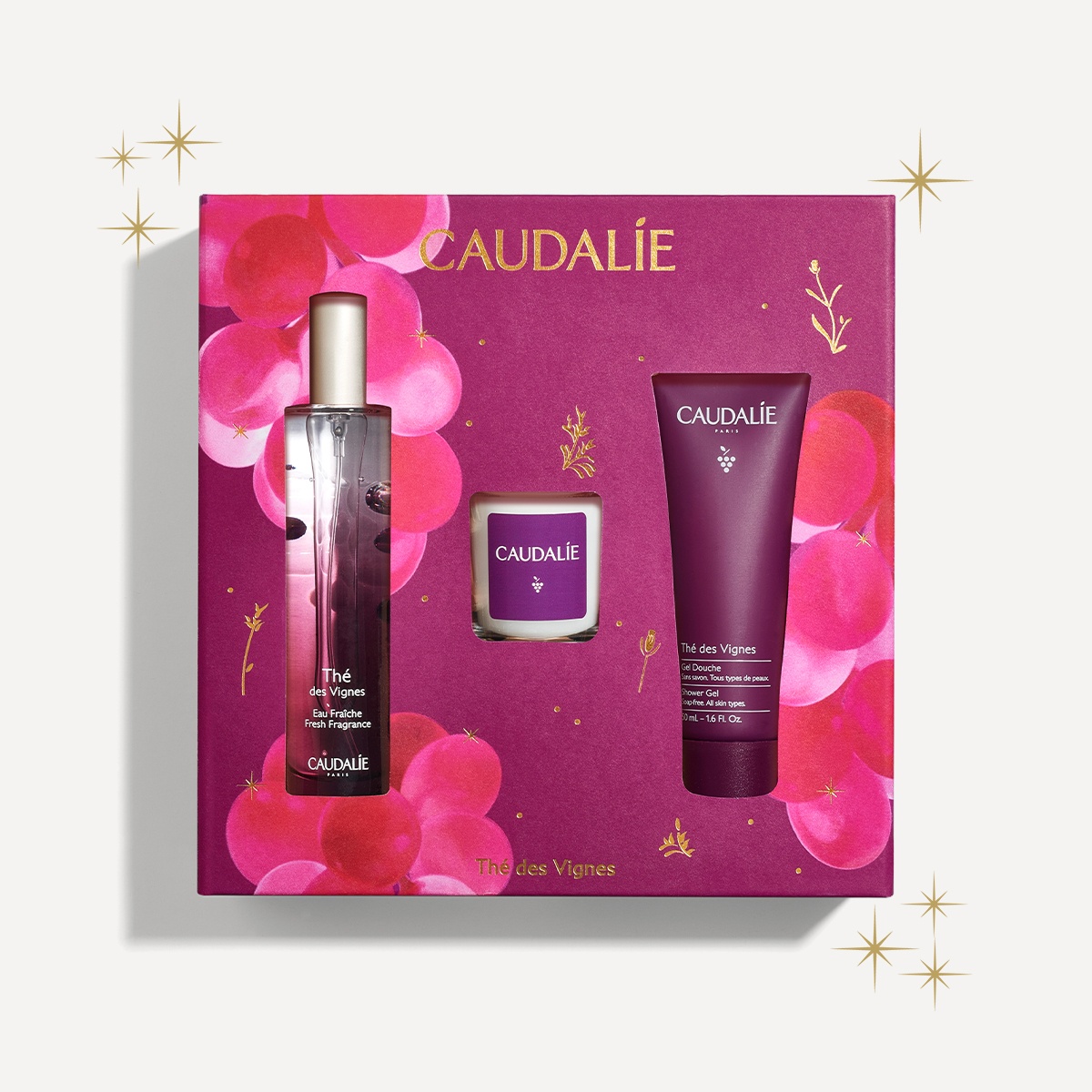Caudalie Xmas Promo The des Vignes Fresh Γυναικείο Άρωμα 50ml & Δώρo Αφρόλουτρο 50ml & Δώρο Αρωματικό Κερί 35g