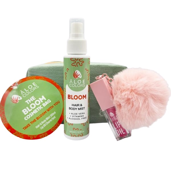 Aloe Colors Promo The Bloom Cosmetic Bag Mist Μαλλιών - Σώματος 100ml & Έλαιο Χειλιών Charm 5ml & Νεσεσέρ