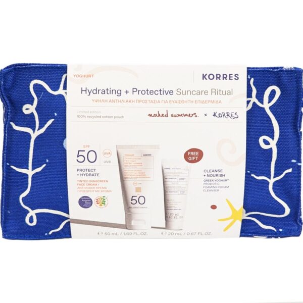 Korres Promo Greek Yoghurt Tinted Sunscreen Face Cream Protect & Hydrate Spf50 50ml & Δώρο Foaming Cream Cleanser with Pre + Probiotics 20ml & Νεσεσέρ