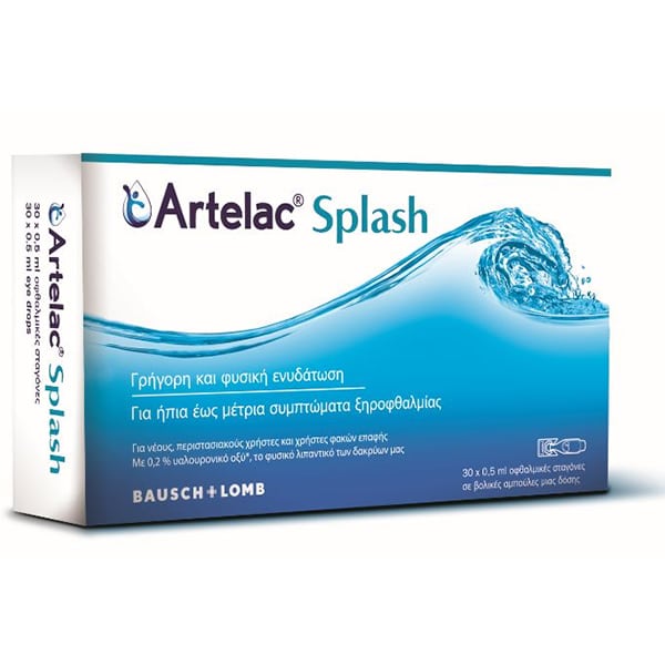 Bausch & Lomb Artelac Splash Λιπαντικές Οφθαλμικές Σταγόνες για Ενυδάτωση 30x0.5ml