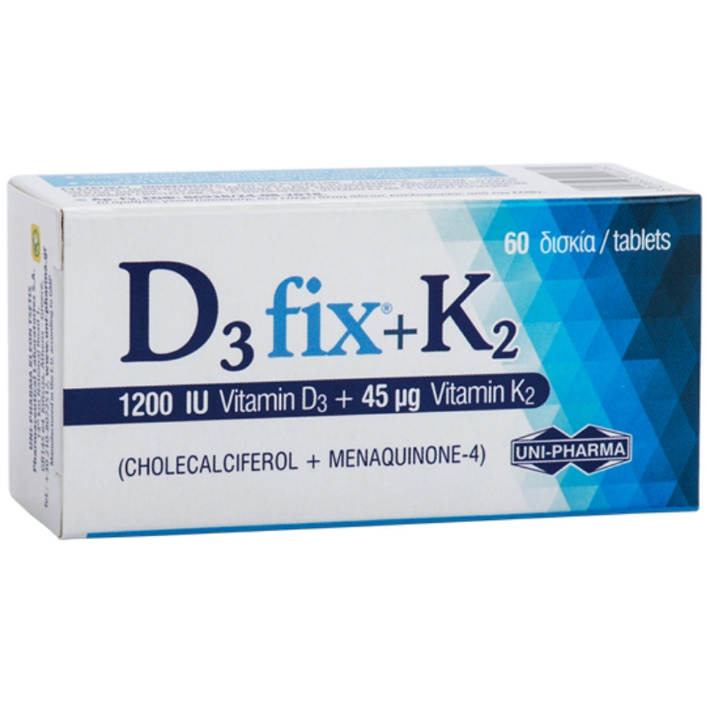 Unipharma D3 fix 1200IU + Κ2 45mcg- 60 tabs