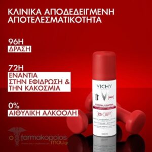 Vichy Clinical Control 96h Αποσμητικό Σπρέι για 96 Ώρες Προστασίας 125ml
