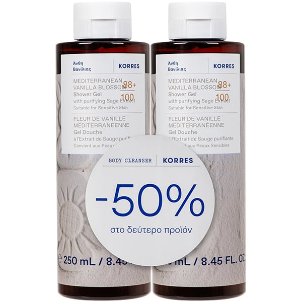 Korres Promo (-50% στο 2ο προϊόν) Αφρόλουτρο Mediterranean Vanilla Blossom 2x250ml