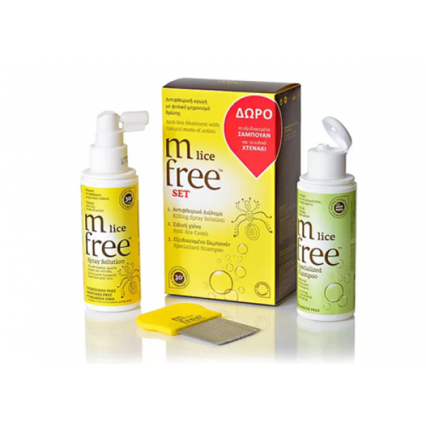 M Free Lice Set Αντιφθειρικό Spray 100 ml & Εξειδικευμένο Σαμπουάν 100ml & Χτένα