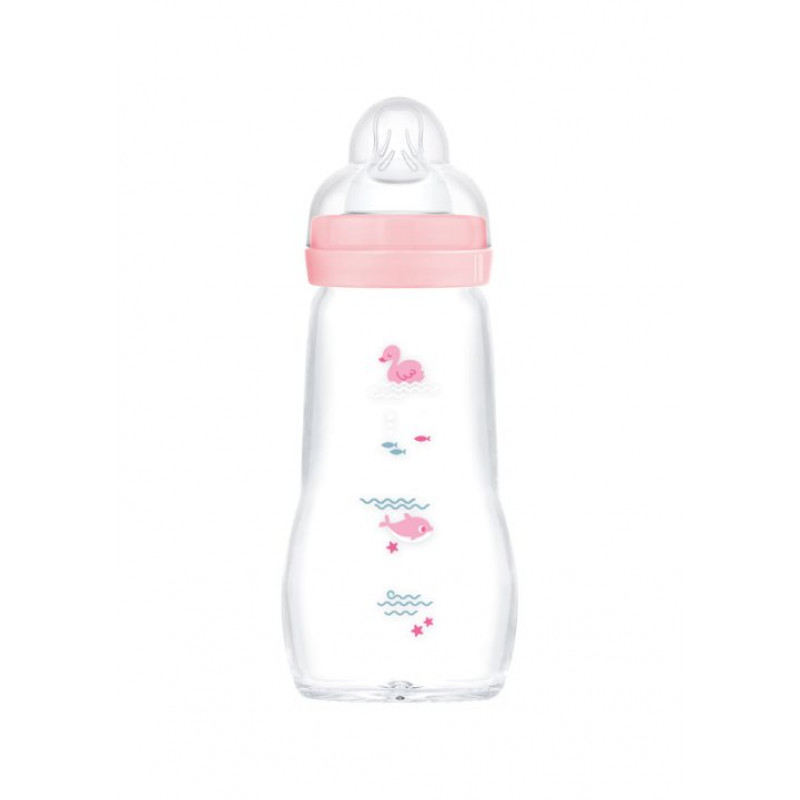 Mam Μπιμπερό Γυάλινο Feel Good 260ml Ροζ