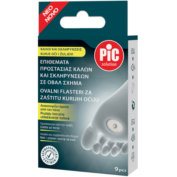 PIC Solution Επιθέματα Προστασίας Κάλων & Σκληρύνσεων Οβάλ 2.8x1.8cm 9τεμ