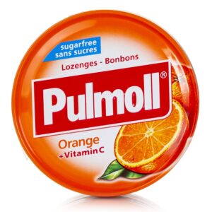 Pulmoll Orange + Vitamin C Καραμέλες για τον Λαιμό με Πορτοκάλι & Βιταμίνη C – Χωρίς Ζάχαρη 45gr