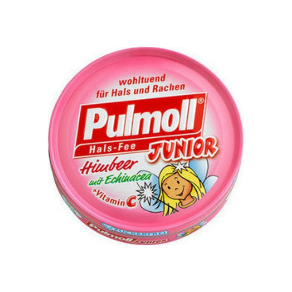 Pulmoll Junior Raspberry + Echinacea Καραμέλες για Παιδιά με Βατόμουρο-Εχινάκεια & Βιταμίνη C – Χωρίς Ζάχαρη 45gr
