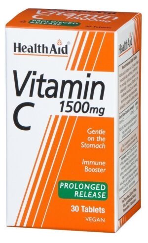 Health Aid Vegan Vitamin C 1500mg Βιταμίνη C Βραδείας Αποδέσμευσης 30 Ταμπλέτες