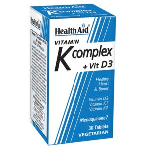 Health Aid Σύμπλεγμα Βιταμινών K1 & K2 με Βιταμίνη D3 για Οστά & Φυσιολογική Πήξη 30 Ταμπλέτες