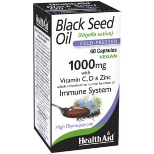 Health Aid Black Seed Oil 1000mg Έλαιο Μαύρου Κύμινου με Βιταμίνες C-D3 & Ψευδάργυρο 60 Κάψουλες