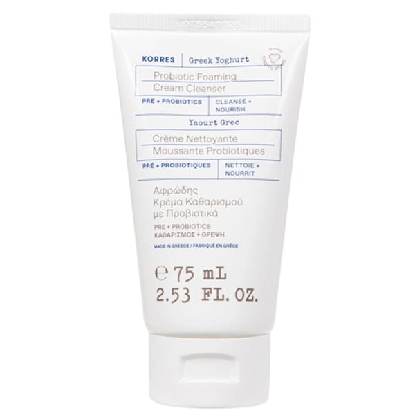 Korres Greek Yoghurt Probiotic Foaming Cream Cleanser Αφρώδης Κρέμα Καθαρισμού Προσώπου & Ματιών με Ελληνικό Γιαούρτι και Πρεβιοτικά-Προβιοτικά 75ml