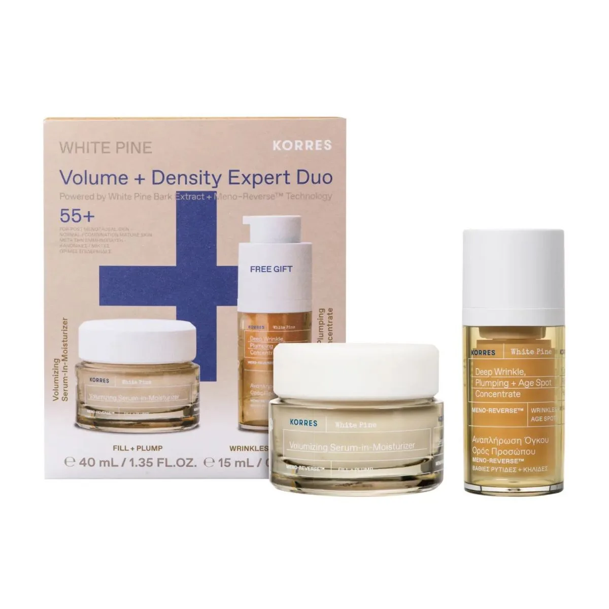 Korres White Pine Volume + Density Duo Σετ Αναπλήρωσης Όγκου & Πυκνότητας Προσώπου 2τμχ