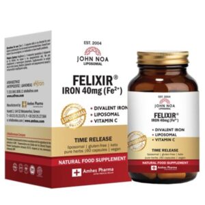 John Noa Felixir Iron 40 mg – Λιποσωμιακός Σίδηρος με Βιταμίνη C 60 Κάψουλες Βραδείας Αποδέσμευσης