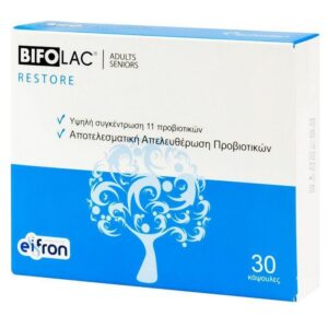 Eifron Bifolac Restore – Vegan Προβιοτικά 11 Στελεχών με Fibersol & Βιταμίνη C 30 Κάψουλες