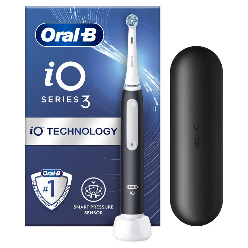 Oral-B iO Series 3 Magnetic Black Ηλεκτρική Οδοντόβουρτσα με Μαγνητική Τεχνολογία & Θήκη Ταξιδίου 1τμχ